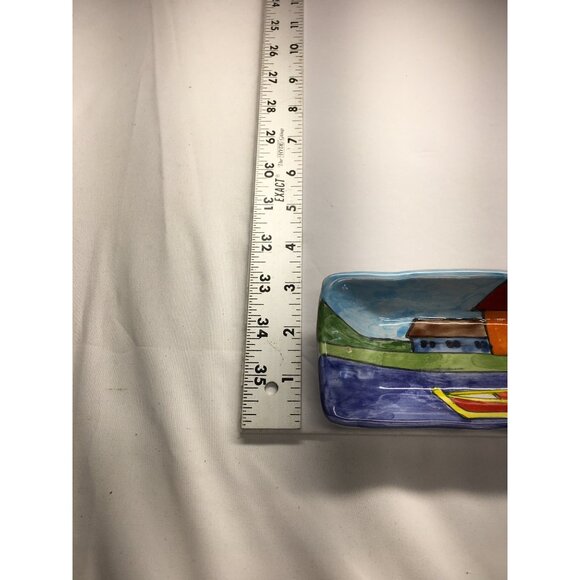 Vintage Nino Parrucca Plate Rectangle Ceramic Italian Pottery Wall Art Decor - Picture 15 of 15